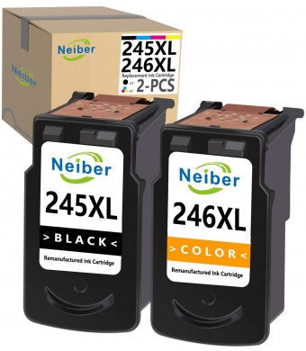 Neiber 2-Pack 245XL 246XL Remanufactured Ink Cartridge Replacement for Canon PG-245 CL-246 XL Work with Pixma MG2520 TR4520 TS302 TS3120 TS202 MX492 MG2525 MG2920 MG2922 MX490 Printer (Black Color)