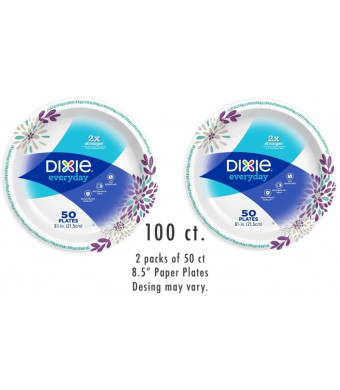 Dixie Everyday Paper Plates 8.5 inches ( 2 packs of 50ct) Design may vary