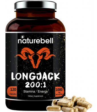 Long Jack Extract as Tongkat Ali 200:1, 1000mg Per Serving, 120 Capsules, Supports Energy, Stamina and Immune System for Men and Women, Super LongJack Pills, Non-GMO