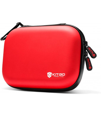 Kitgo Mini First Aid Kit 101 Pieces, Water-Resistant Compact Hard Shell Case Perfect for Travel, Biking, Hiking, Camping, Car