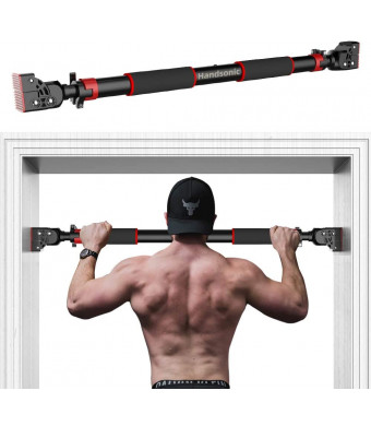 HANDSONIC Pull Up Bar for Doorway, No Screws Chin Up Bar Adjustable Dip Bars for Home Gym Exercise Fitness and 440 LBS