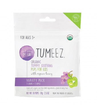 TUMEEZ Organic Tummy Soothing Pops For Kids Variety Pack Grape, Apple