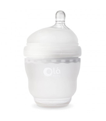 Olababy Gentle Bottle Silicone Wide Mouth Baby Bottle 4 oz, Frost