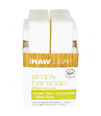 Raw Sugar Sensitive Skin Bar Soap - Green Tea + Cucumber + Aloe Vera Green Tea