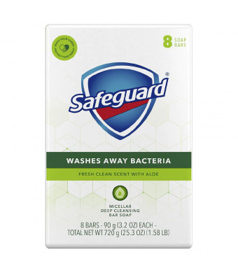 Safeguard Antibacterial Soap Bars Fresh Clean Scent With Aloe White