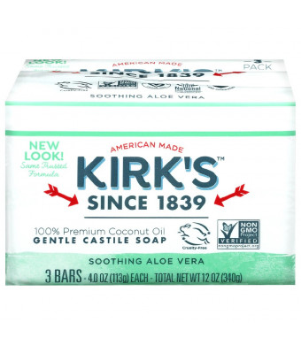 Kirk's 100% Coconut Oil Bar Soap Aloe Vera Aloe Vera