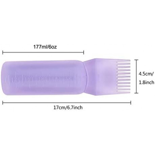 Yebeauty Root Comb Applicator Bottle, 2 Pack 6 Ounce Applicator Bottle for Hair Dye Bottle Applicator Brush with Graduated Scale- Purple