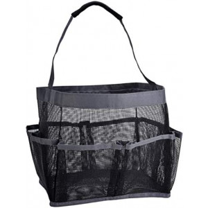 Mesh Shower Bag - Easily Carry, Organize Bathroom Toiletry Essentials While Taking a Shower. (9-Pockets | Black)