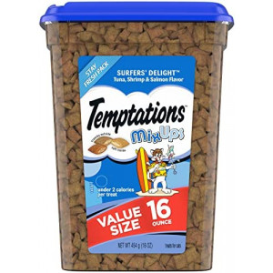 TEMPTATIONS MixUps Crunchy and Soft Cat Treats, Surfers' Delight, Multiple Sizes