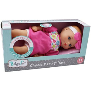 Baby's First Doll 11' Classic Softina with Pink & Foral Jumper & Headband, Surface Washable, for Ages 1+