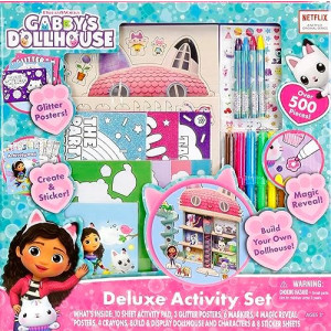 Gabby's Dollhouse Deluxe Activity Set - Creativity with Stickers, Coloring, and More, Feat. Gabby Cat and Friends, Playset Packed with Gabby's Dollhouse Accessories, for Kids Ages 3+