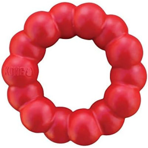 KONG Ring - Natural Rubber Ring Toy for Healthy Chewing Habits - Chew Toy Supports Dog Dental Health - Dog Toy Supports Instincts During Playtime - for Small/Medium Dogs