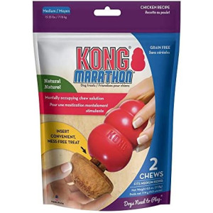 KONG Marathon - Medium Dog Toy Chewy Treat - Chicken Flavor, Grain Free - 2 Pack