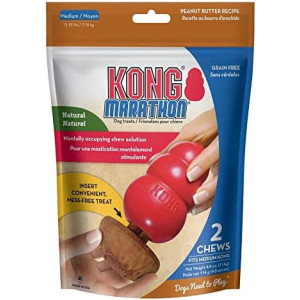 KONG Marathon - Medium Dog Toy Chewy Treat - Peanut Butter Flavor, Grain Free - 2 Pack