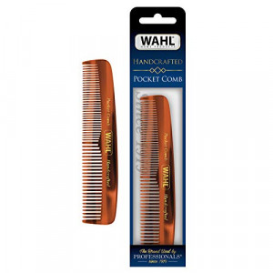 Wahl Beard, Moustache, & Hair Pocket Comb for Men's Grooming - Handcrafted & Hand Cut with Cellulose Acetate - Smooth, Rounded Tapered Teeth - Model 3324