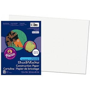 SunWorks® Construction Paper, 12" x 18", White, Pack of 50