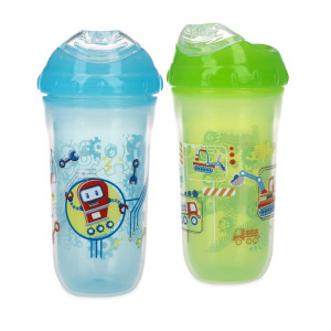 Nuby Insulated Cool Sipper Soft Spout Sippy Cup, Boy, 2 Pack