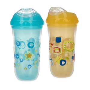 Nuby Insulated Cool Sipper Soft Spout Sippy Cup, Neutral, 2 Pack