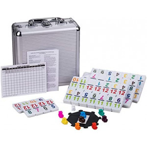 Smilejoy Mexican Train Number Dominoes Set Double 12 Dominoes 91 Tiles Games with Aluminum Case, Number Dominoes Set Well Painted for Kids Adults Mexican Train Dominoes Double 12 Domino Game