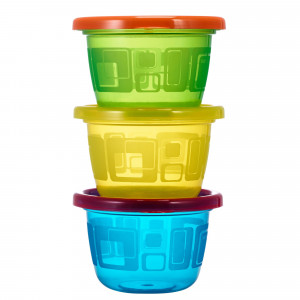 The First Years Take & Toss Snack Cups With Snap-On Lids, Rainbow Colors, 4.5 Oz, 6 Pk