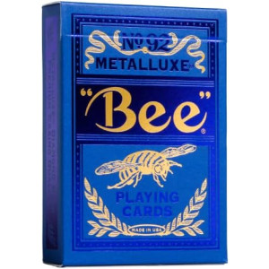 Bee MetalLuxe Playing Cards - Blue Foil Diamond Back, Standard Index