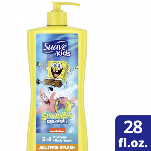 Suave SpongeBob SquarePants Scalp Care Kids 2-in-1 Shampoo & Body Wash with Fresh Jellyfish Blast & Peaches, 28 fl oz