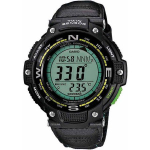 Casio Men's Twin Sensor Compass Watch, Green Nylon Strap