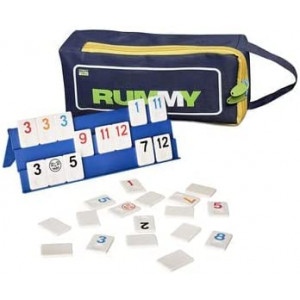 Point Games Classic Rummy Cube Full Size, with 3 Tier Foldable Racks and Tiles, in a Super Durable Canvas Travel Bag