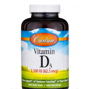 Carlson Labs Vitamin D3 2,500 IU (62.5 mcg) - 360 Soft Gels