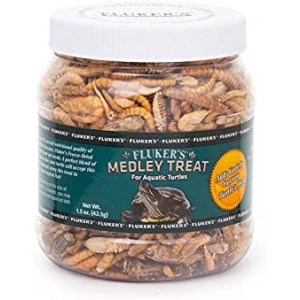 Fluker's Medley Treat for Aquatic Turtles - Rivershrimp, Mealworms and Crickets