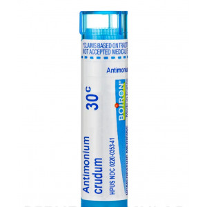 Boiron Antimonium Crudum 30C Homeopathic Medicine for Indigestion - 80 Pellets