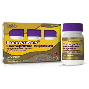 EsomepraCare Esomeprazole Magnesium 20 mg Delayed-Release Capsules, Acid Reducer for Frequent Heartburn 42Capsules (Pack of 3x14)