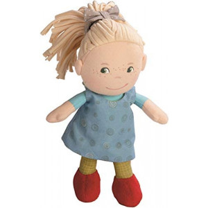 HABA Soft Doll Mirle 8" - First Baby Doll with Blonde Pony Tail for Ages 6 Months +