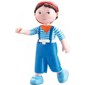 HABA Little Friends Matze - 4" Boy Dollhouse Toy Figure with Blue Overalls and Red Cap