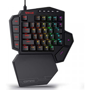 Redragon K585 DITI One-Handed RGB Mechanical Gaming Keyboard, Type-C Wired Professional Gaming Keypad with 7 Onboard Macro Keys, Detachable Wrist Rest, Linear Red Switch, 42 Keys