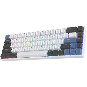 FL ESPORTS F12 65% Three-Mode Wireless Mechanical Keyboard, 68 Keys RGB Bluetooth 5.0/2.4Ghz Gaming Keyboard, Smooth Quiet Kailh Box Red Switch, PBT Keycaps, Durable Battery, Tranquility Blue