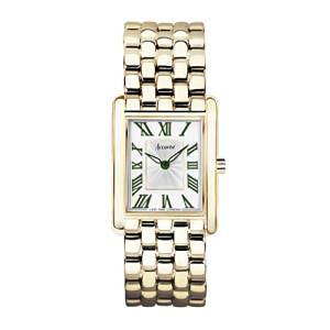 Accurist Ladies Rectangle 26mm Quartz Watch in White with Analogue Display, and Stainless Steel Bracelet 71008