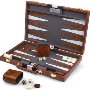 Backgammon Sets for Adults Leather - Backgammon Board Games for Adults and Kids - Travel Backgammon Set - Backgammon 15 inch Board and 32 Backgammon Pieces in one Quality Backgammon Set