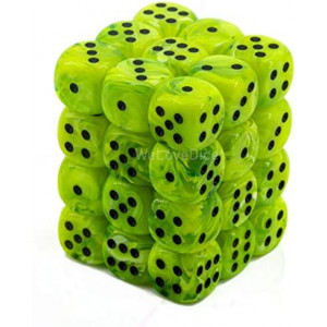 Chessex Dice d6 Sets: Vortex Bright Green with Black - 12mm Six Sided Die (36) Block of Dice (1-Pack)