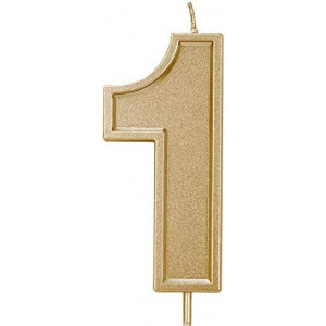LUTER 3.94 Inches Oversized Birthday Candles Gold Glitter Birthday Cake Candles Number Candles Cake Topper Decoration for Wedding Party Kids Adults, Number 1
