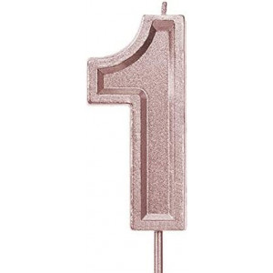 LUTER 2.76 Inches Large Rose Gold Glitter Birthday Candles Birthday Cake Candles Number Candles Cake Topper Decoration for Wedding Party Kids Adults, Number 1