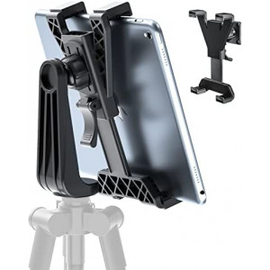 iPad Tripod Mount Adapter- Tablet Holder Mount with Adjustable Height ,360 Degree Rotatable for Live Stream/Watching,Compatible iPad Pro 12.9 11 10.5 Air Mini and 6-10.5in Tablets for Tripod, Monopod
