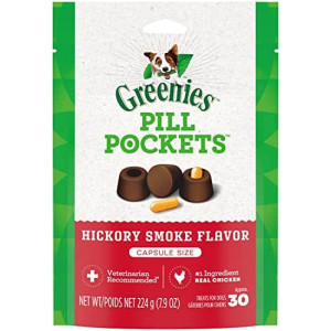 GREENIES Pill Pockets Natural Dog Treats, Capsule Size, Hickory Smoke Flavor