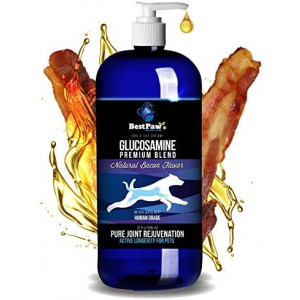 Best Paw Nutrition - Bacon Flavor Liquid Glucosamine for Dogs & Cats - Chondroitin, MSM, Hyaluronic Acid - Dog Arthritis Home Remedy - Joint Supplement for Hip & Joint Pain Relief Pets Love - 32oz