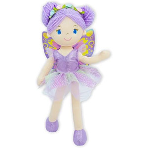 June Garden 16" Enchanted Garden Fairy Doll Yaritza - Plush Stuffed Soft Doll Girl Gift - Purple Outfit and Wings