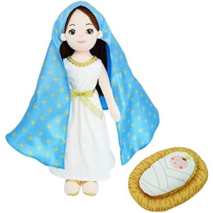 June Garden 14" Plush Religious Figure - Blessed Virgin Mary and Baby Jesus Playset