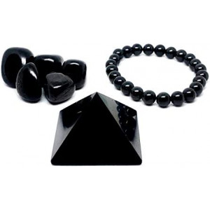 Pachamama Essentials Shungite Set, Comprehensive EMF Protection Gift Set | Shungite Stone Kit Contains Pyramid 2", 8mm Bead Bracelet and 5 Tumbled Stones