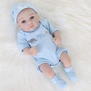 ENADOLL Reborn Baby Boy Doll Realistic Silicone Vinyl Baby 10 inch Soft Body Lifelike Doll Gift Set for Ages 3+ (10 inch, Open Eyes Blue boy)