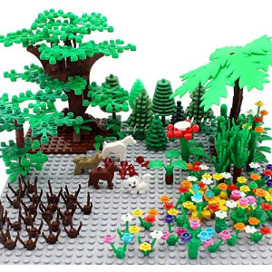 Garden Park Building Block Parts Botanical Scenery Accessories Plant Set Building Bricks Toy Trees Flowers Compatible All Major Brands (Without Baseplate)