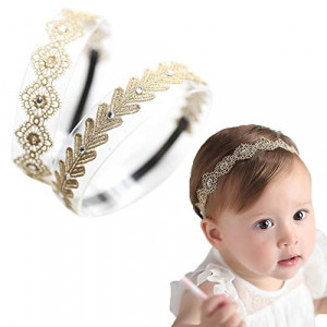 Baby Toddler Elastic Chiffon Flower Headbands Princess Girls Hand Sewing Beads Flower Lace Headwear Nylon Headband (MQ319)